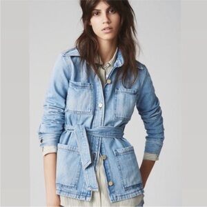 FRAME Le Patch Pocket Belted Denim Jacket Size XS
